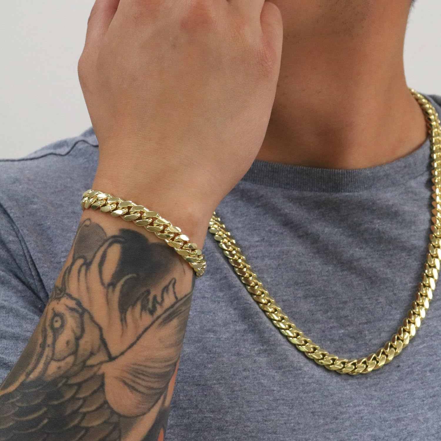 Nuragold 10k Real Yellow Gold Solid Miami Cuban Link 9mm Chain Bracelet (7.5"-9") Italian Jewelry for Men