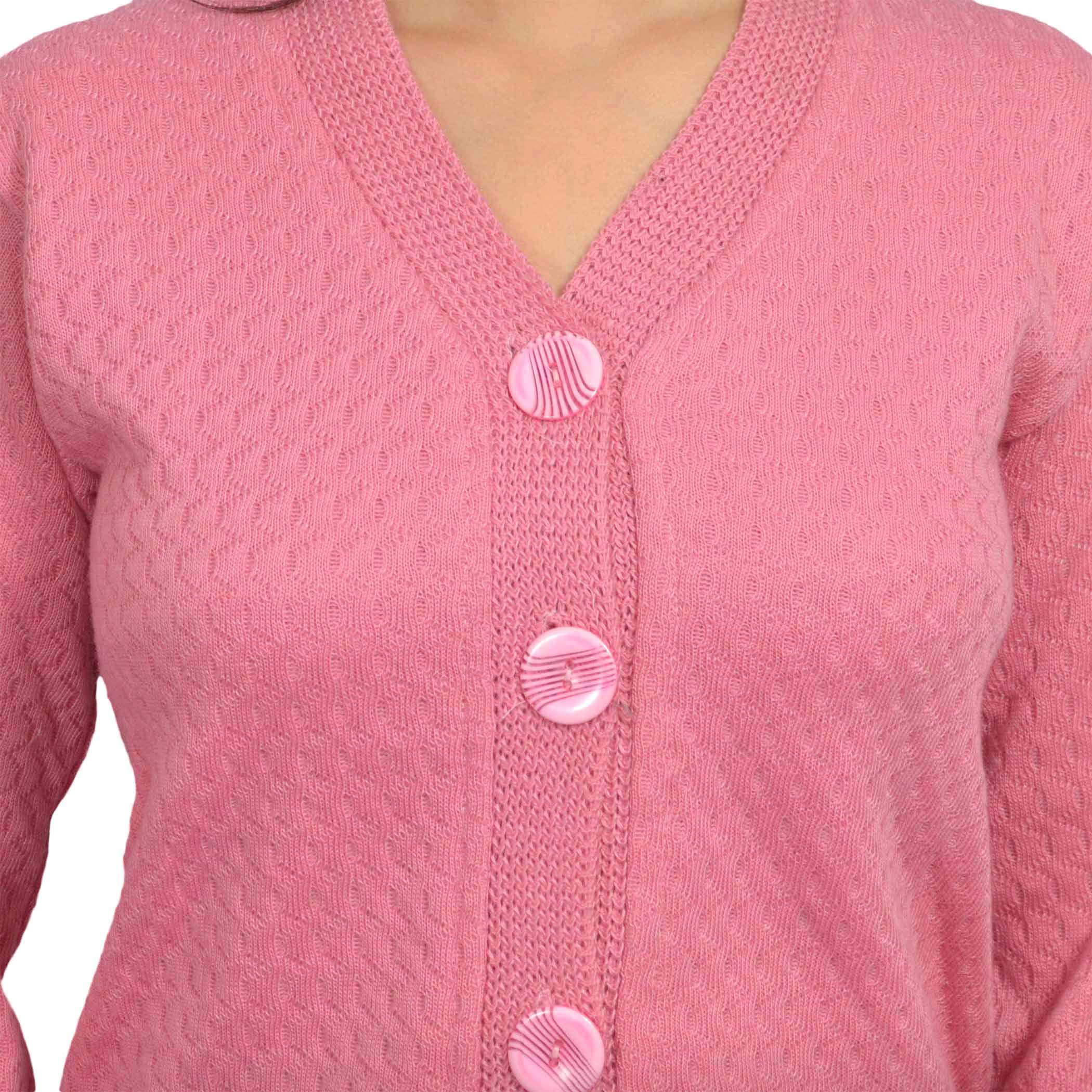 eWools Women's Casual Winterwear Woolen V-Neck Sweater Light Pink - Image 4 thumbnail