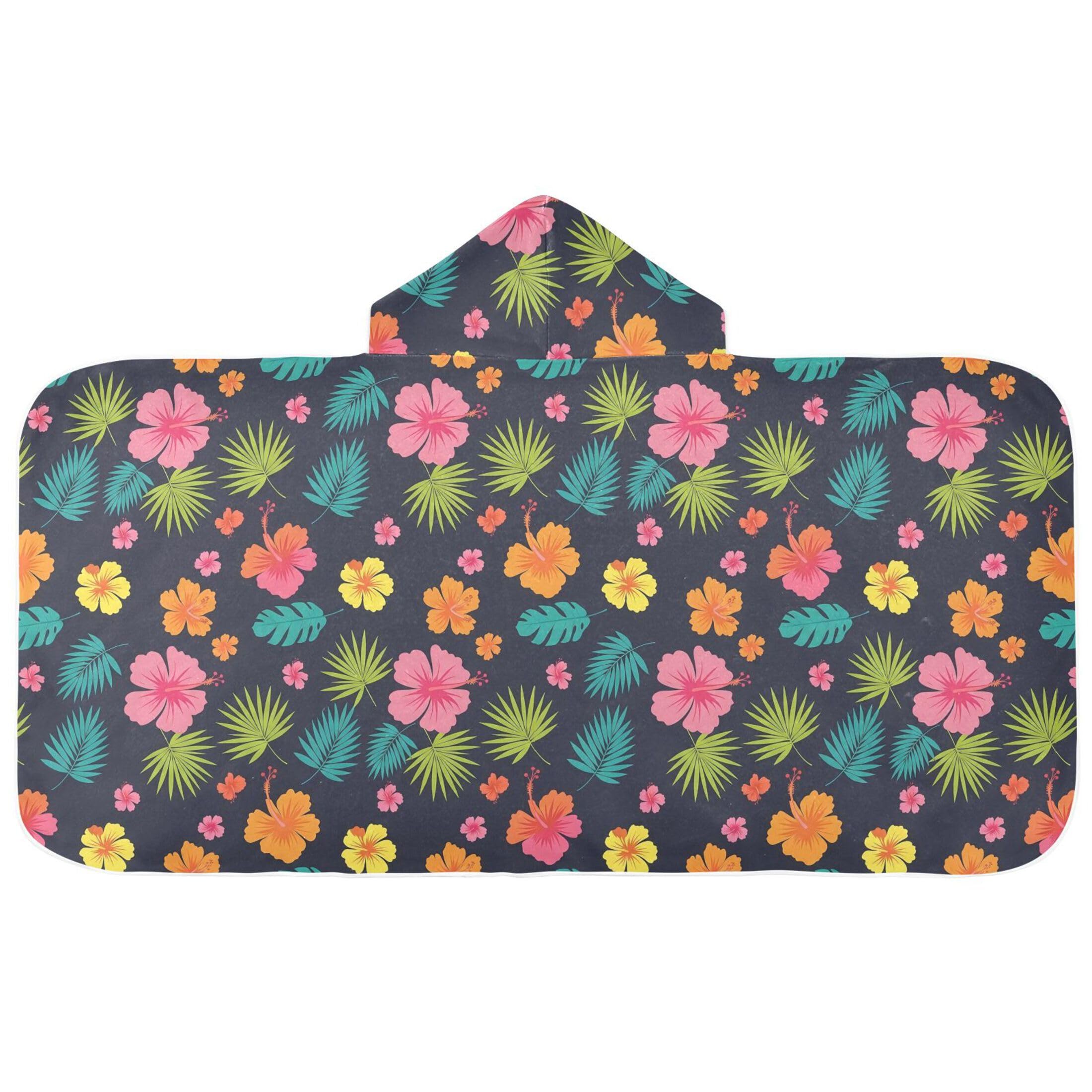 Fuauuyl Hibiscus Monstera Leaves Hooded Baby Bath Towel Soft & Breathable Towel for Newborns Infants Toddlers, Nursery Essential