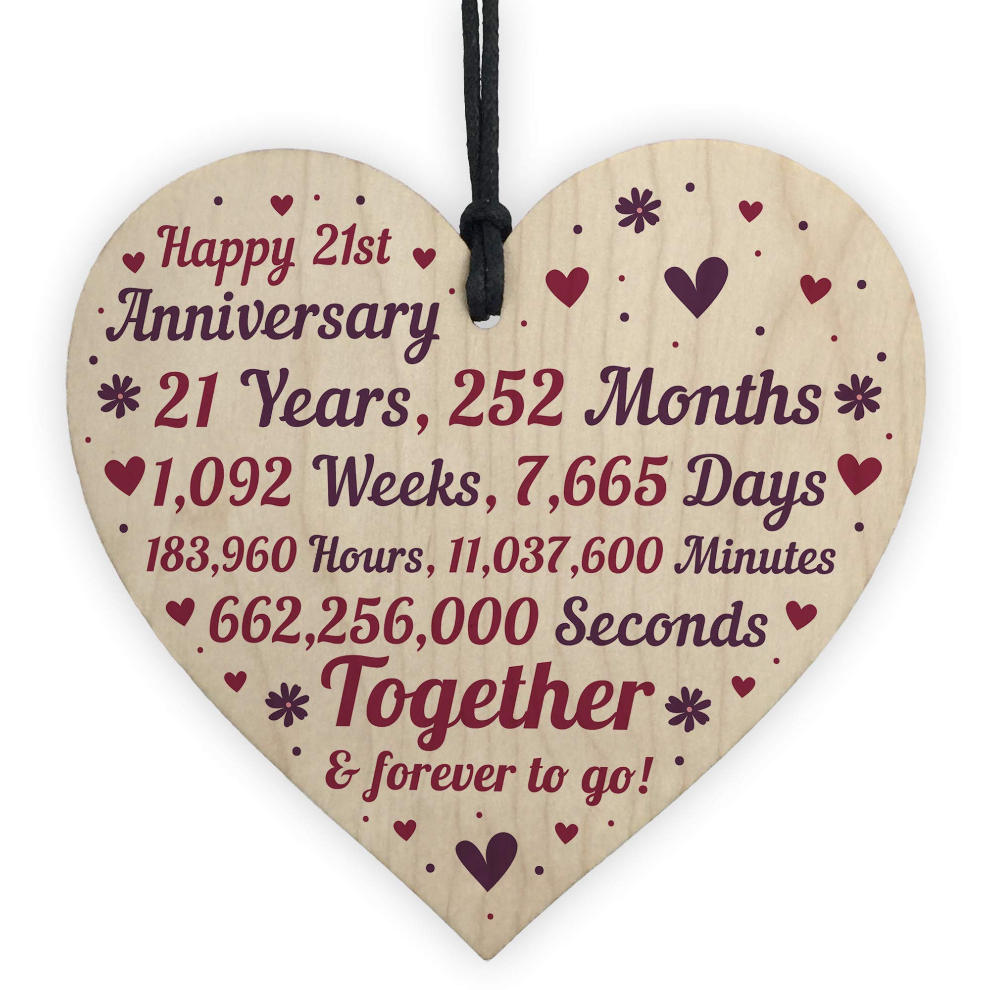 Red Ocean Multicolor Anniversary Handmade Wooden Heart To Celebrate 21St Wedding For Husband Wife