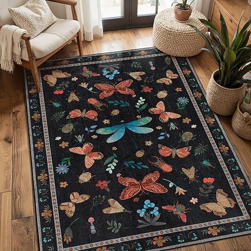 Miniatura 40 de Alfombra de Puerta Floral para Entrada, Alfombra Pequeña Lavable de 2x3, Alfombra Boho para Puerta Delantera, Alfombras de Área Antideslizantes,