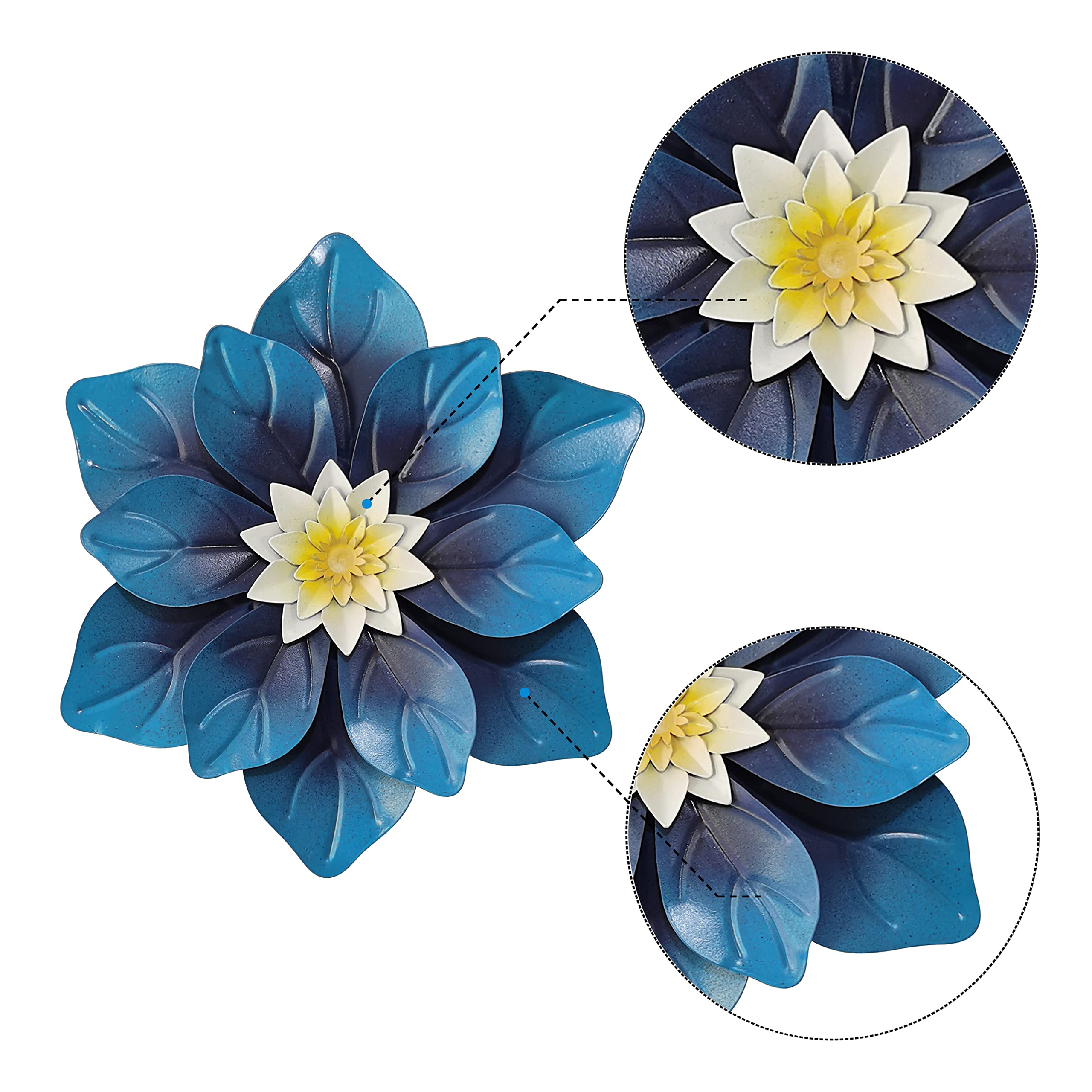 Metall-Blumen-Wanddekoration, 22,9 Cm, Rustikale 3D-Blumenskulptur Im Used-Look Aus Eisen, Für Wohnzimmer, Küche, Schlafzimmer & Büro