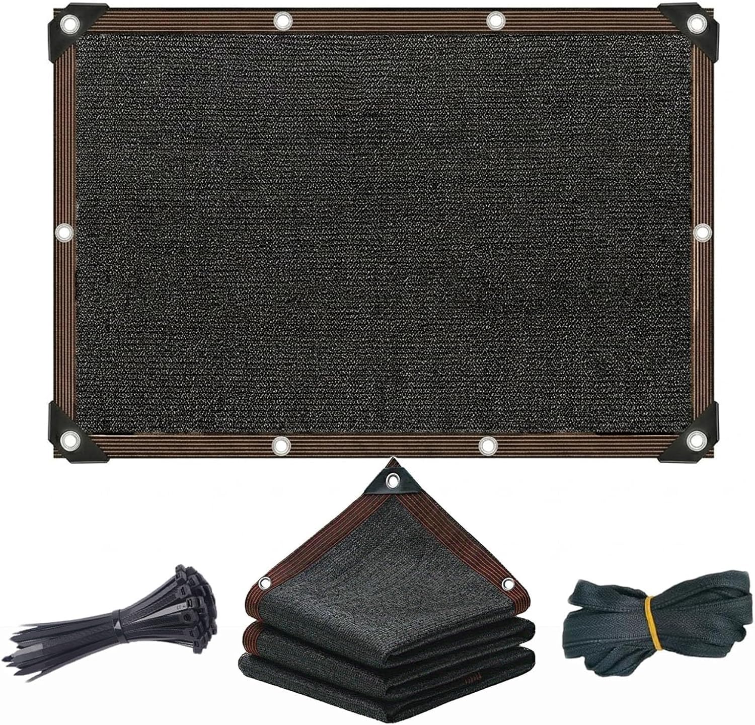Filet d'ombrage noir 90% 12x18m avec œillets pour protection solaire de grande taille