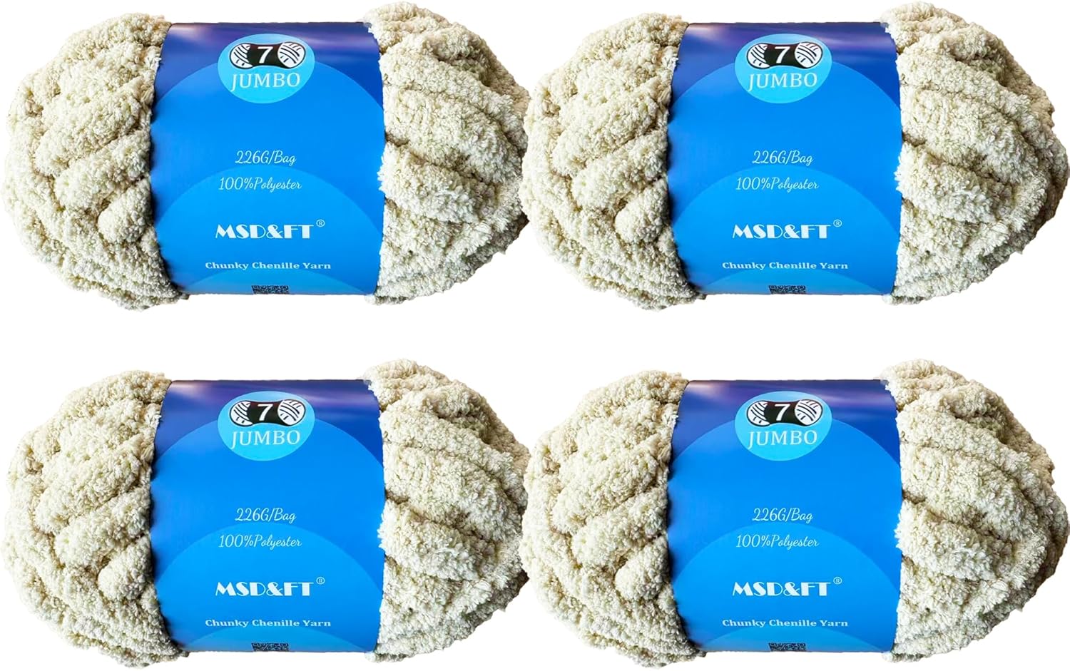 MSD&FT 4 Skeins of Chunky Chenille Yarn,Hand Knitting Yarn, 8 oz(25M/27Yard),DIY Blan Yarn (Dark Green-u4)