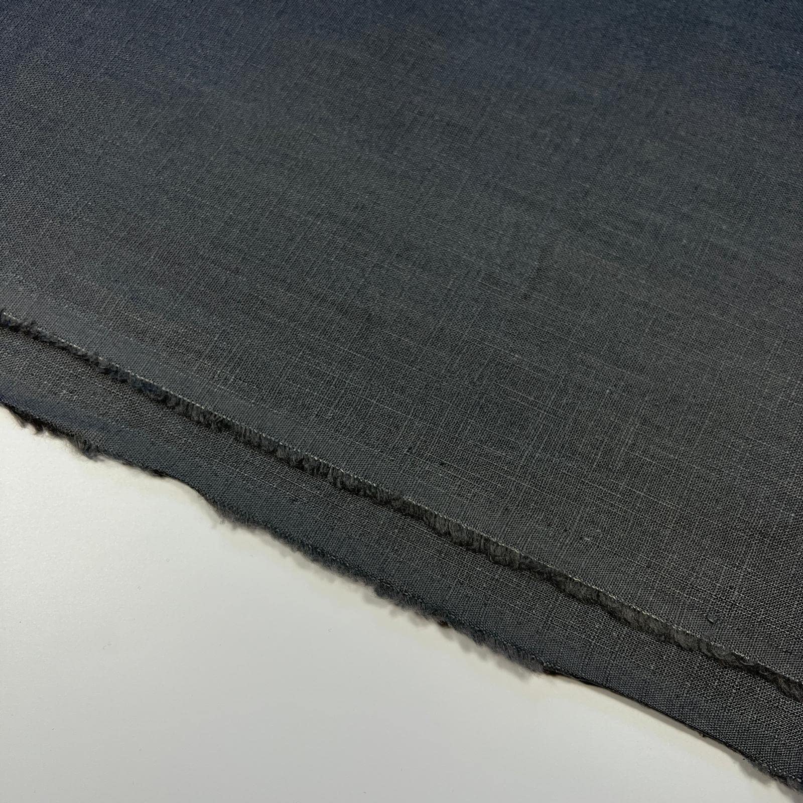 100% Linen Washed Linen Plain Ramie Vintage Look Woven Durable Clothing Bedding Tableware Fabric Material | 53” - 135 cm Wide (per Half Metre, Black)
