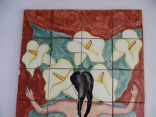 Miniatura 2 de 25" CERAMIC TILE MURAL mexican talavera mosaic hand painted clay backsplash