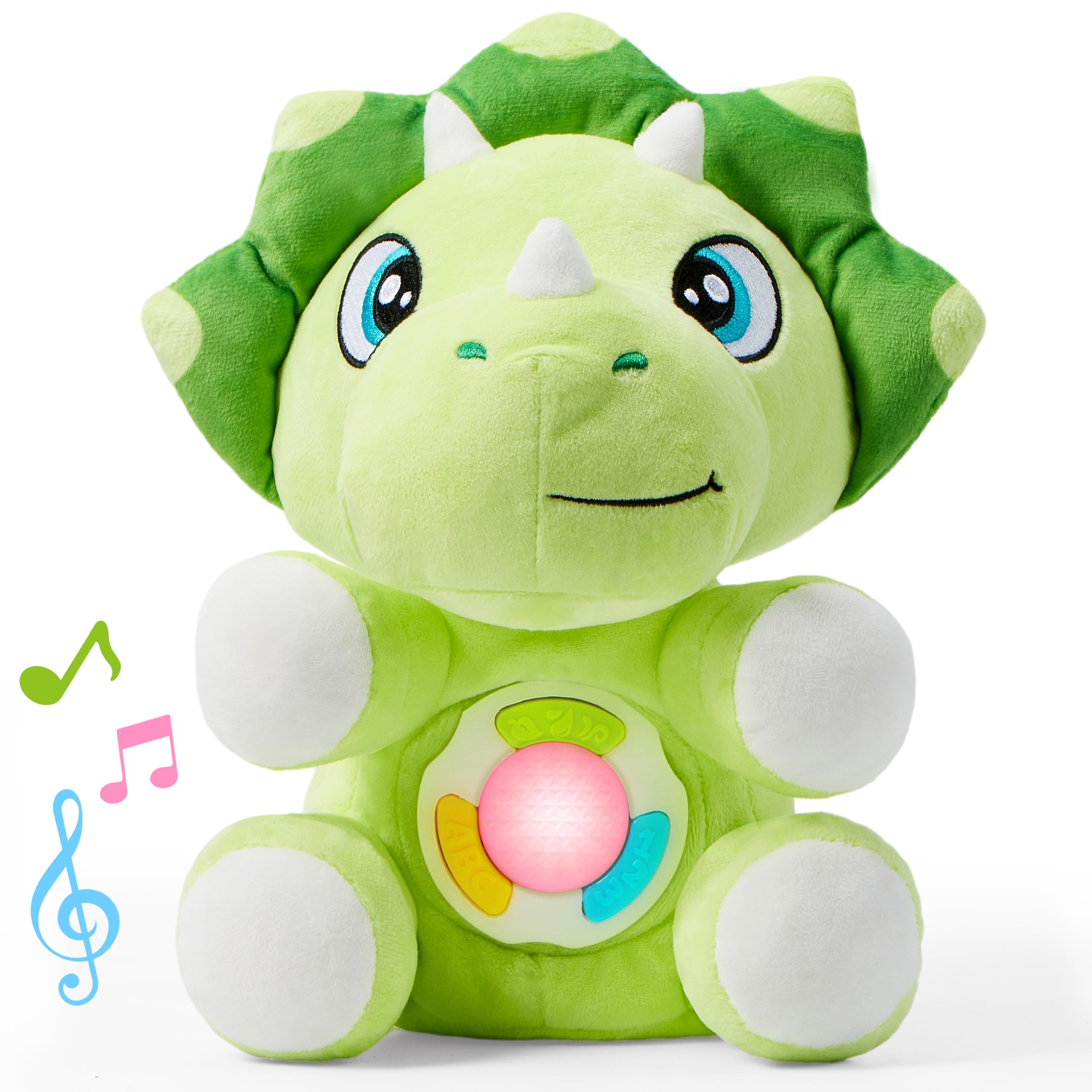 JOYIN Musical Dinosuar Plush Baby Toy, Stuffed Animal with Music & Light, Baby Musical Soft Plush Toys for Infant Babies, Christmas Birthday Gifts for