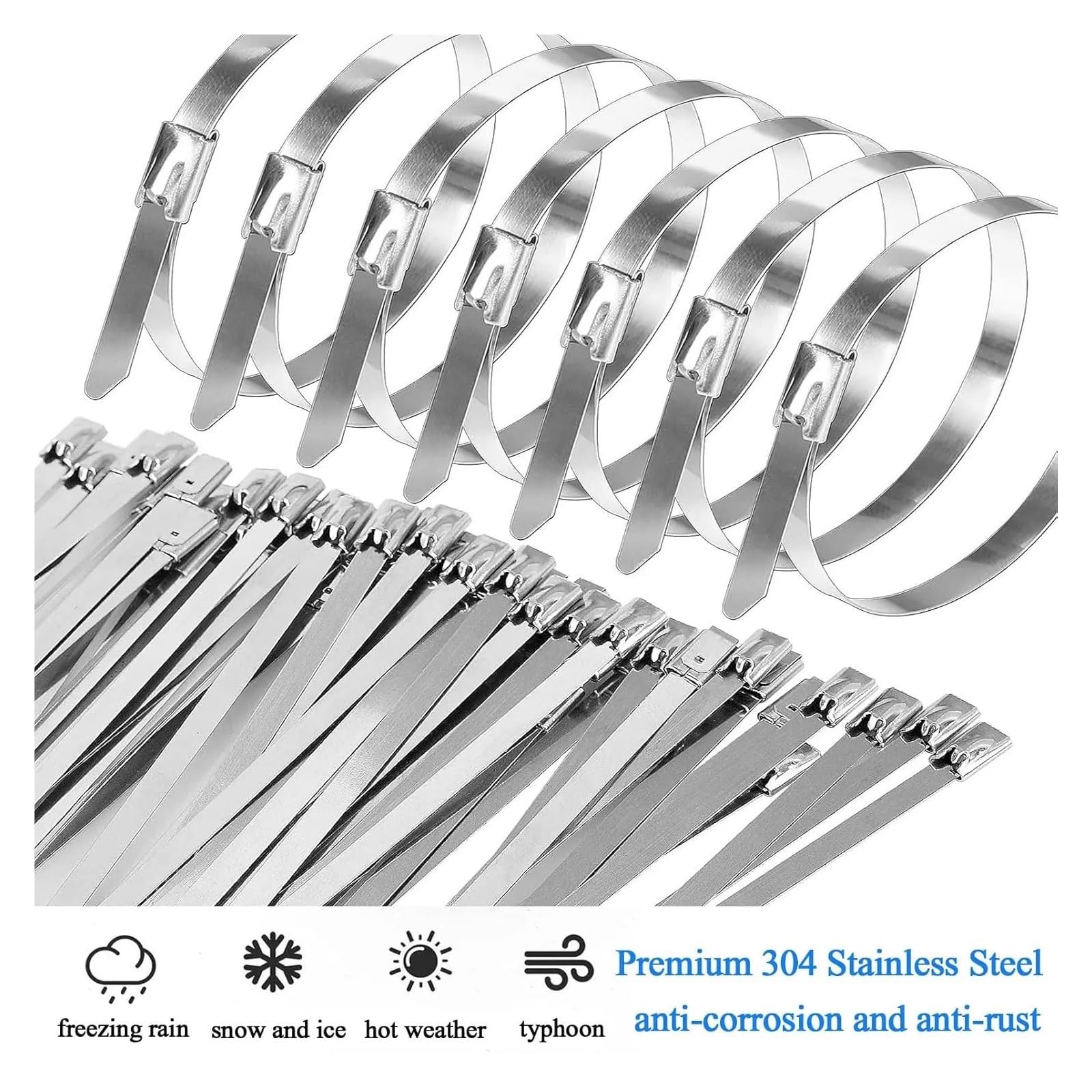 LYVQZPWLRcavi di Metallo, Fascette fermacavi in ​​Metallo autobloccanti, riutilizzabili, Resistenti, Organizer for Fascette, Chiusura Lampo Multifunzione in Acciaio Inossidabile(4.6x200mm,60PCS)
