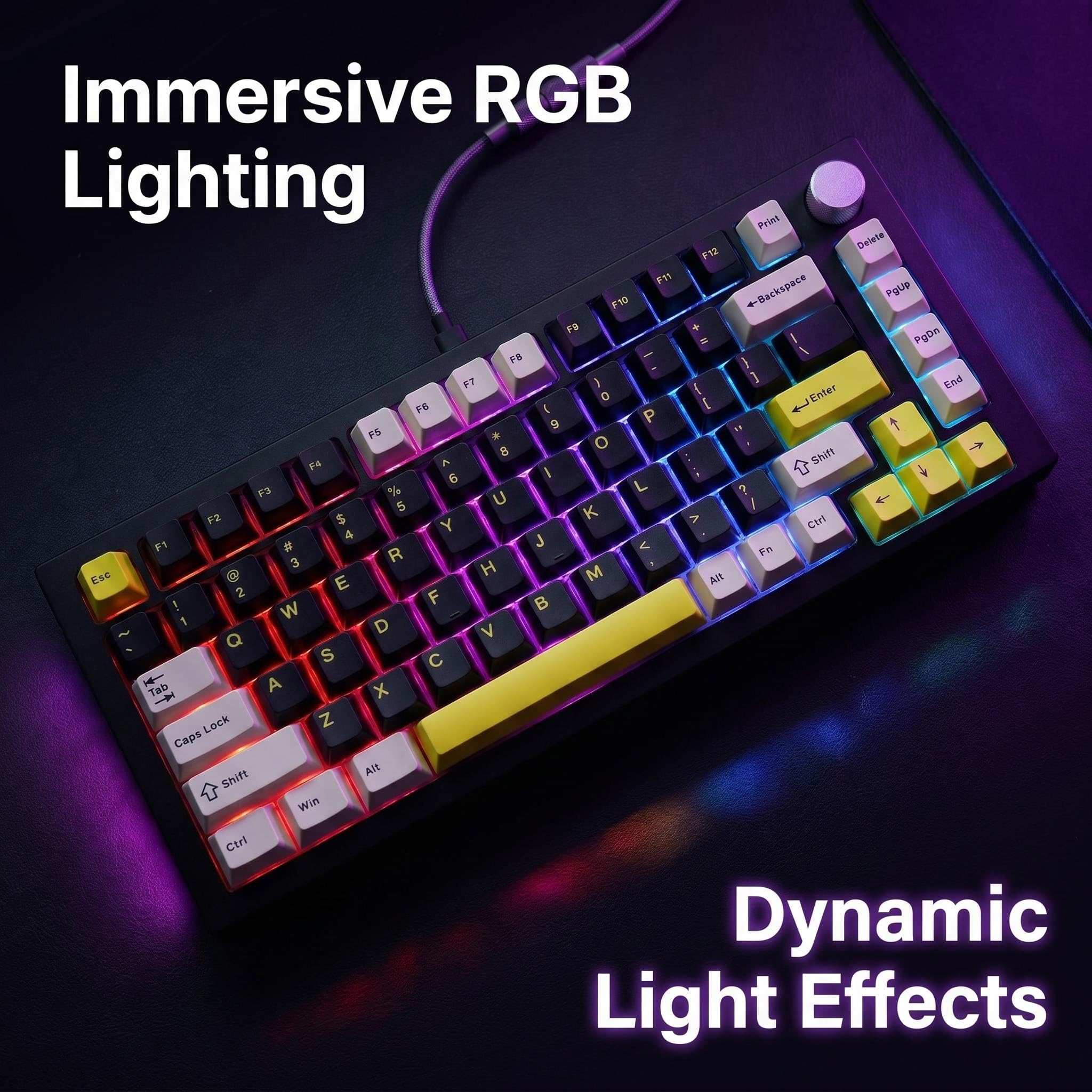 Tastiera meccanica sostituibile a caldo al 75%, supporto con guarnizione cablata e layout TKL, tastiera personalizzata retroilluminata RGB per PC, laptop, giocatori Windows, digitazione (nero)
