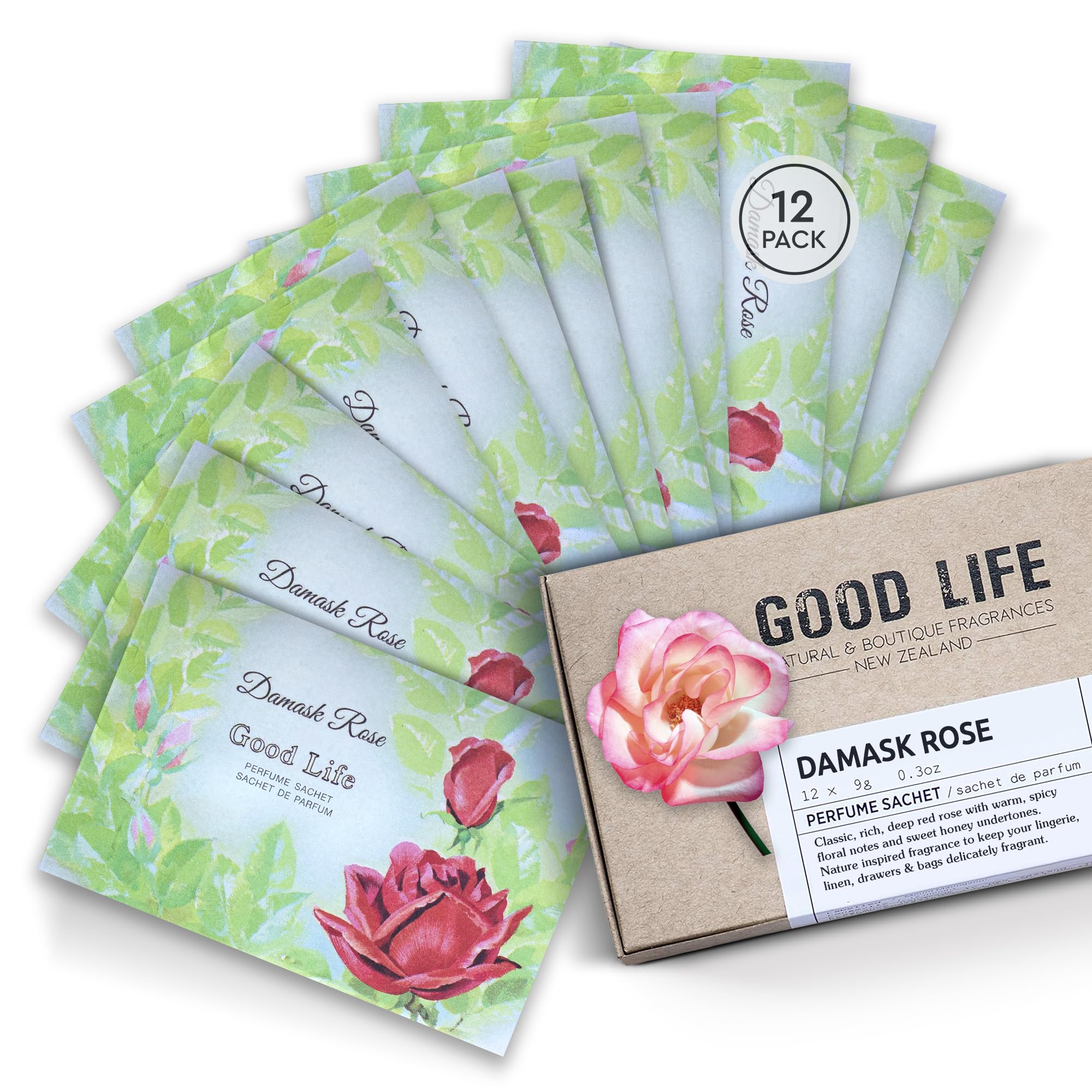 Good Life Red Damask Rose Scented Sachets | 12 Sachets