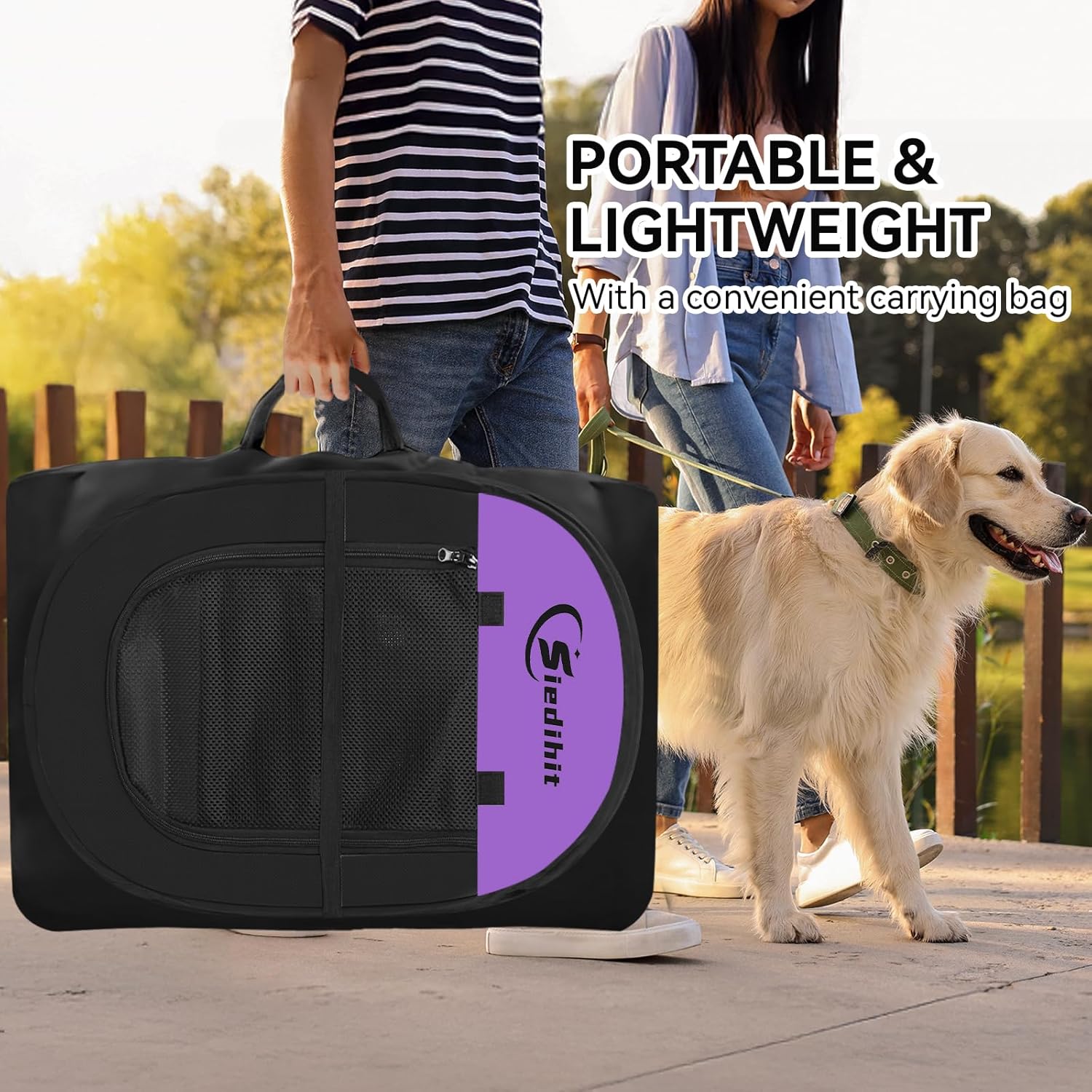 Siedihit Large Dog Playpen, Puppy Pet Playpen Indoor, Dogs Tent Crates Cage Indoor/Outdoor, Portable Pop Up Dog Kennel Playpen with Carrying Case for Dogs/Cats/Rabbits, Purple