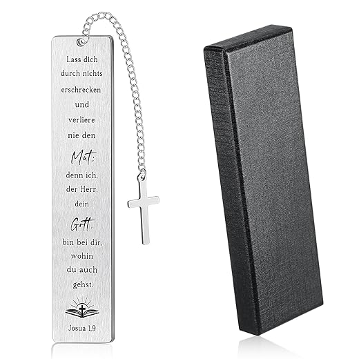 Tenare Christian Lesezeichen mit Bibelvers und Kreuz Anhänger Inspirierendes Lesezeichen mit Geschenkbox Christliches Geschenk für Kommunion Konfirmation Motivation Geschenk für Frauen Männer
