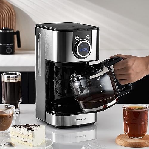 Miniatura 2 de Cafetera, cafetera programable de 10 tazas con cafetera de mantener caliente, pantalla LCD, control de fuerza de preparación, máquina de café