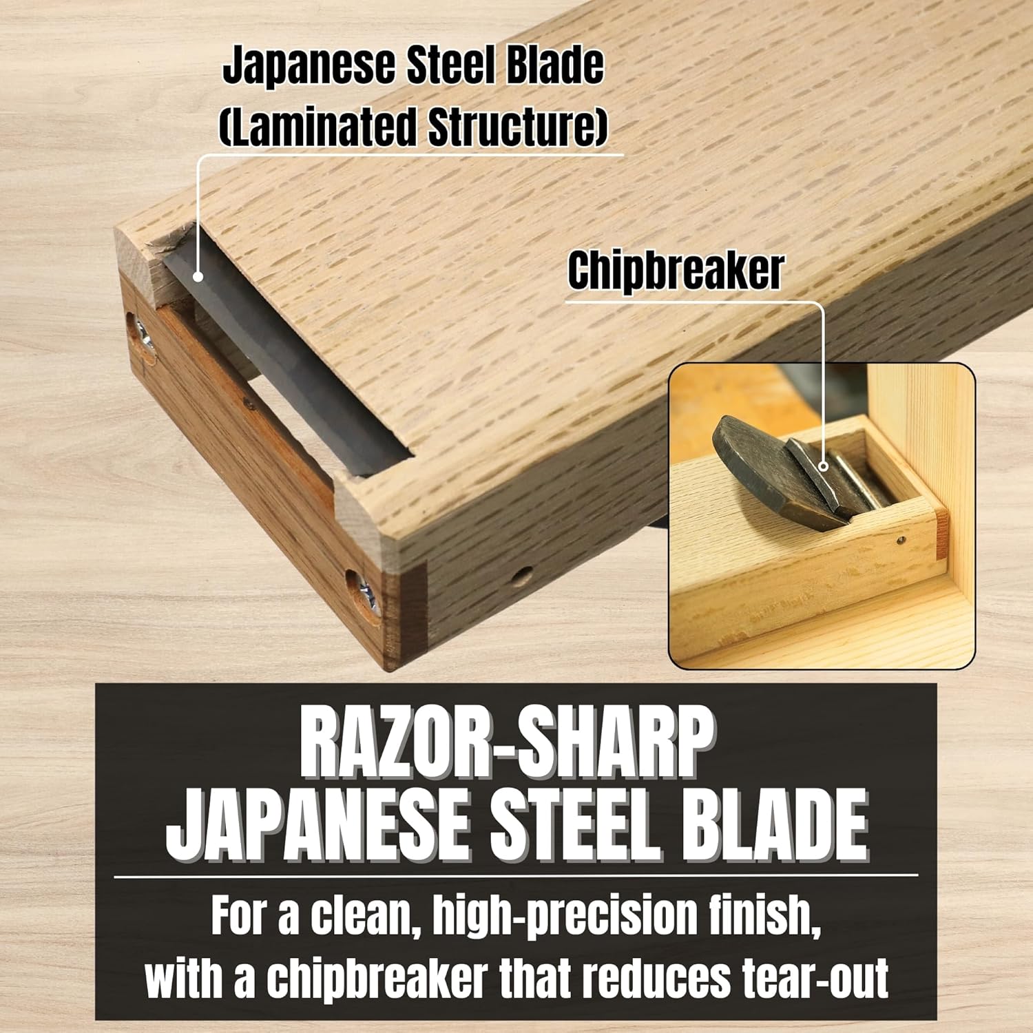 KAKURI Japanese Chisel Plane 42mm for Woodworking - Block Plane for Corner Trimming - Made in Japan