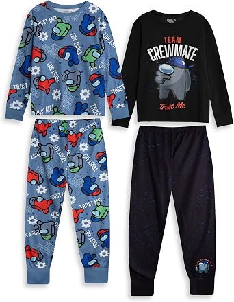 Among Us Crewmates Boys Multi-Pack of 2 Long Sleeve Pyjama Set | TEAM CREWMATE & Trust Me Sleepwear