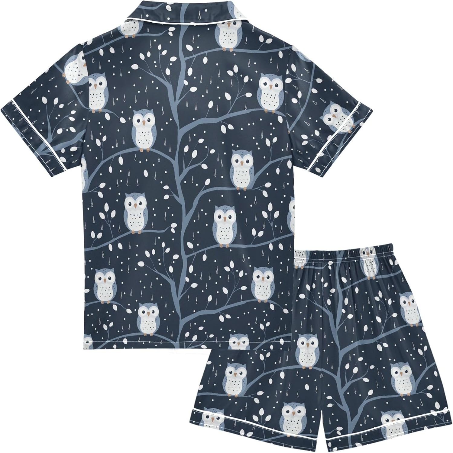 Silk Pajama Sets Short Sleeve Pajamas Soft Sleepwear 2 Piece Pjs Set