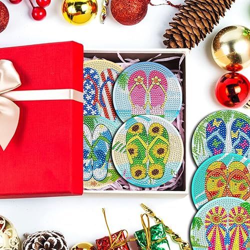 Miniatura 5 de JeCuiK 8 posavasos de pintura de diamantes con soporte, divertidos kits de pintura de diamantes para adultos y principiantes