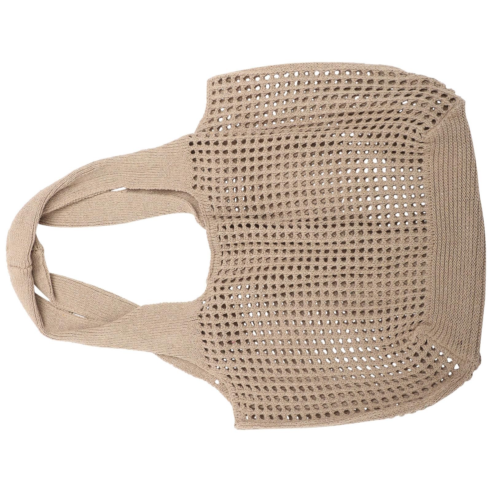 Borsa Tote in Maglia Traforata Khaki, Borsa Mare Spiaggia