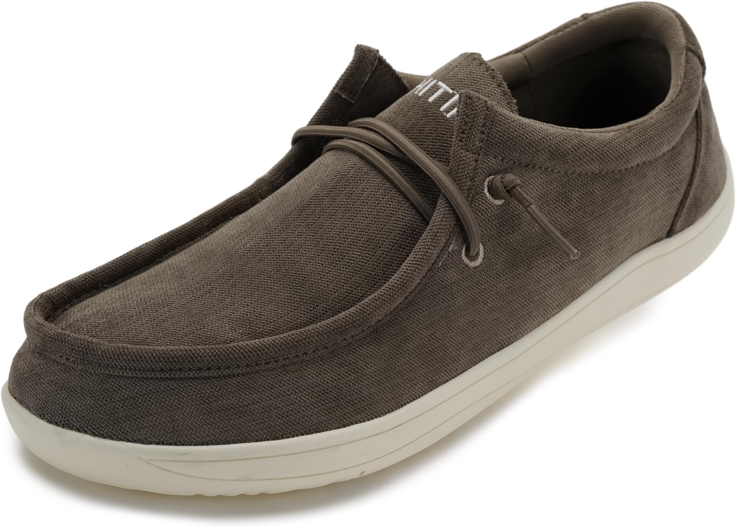 WHITINMen's Extra Wide Toe Box Barefoot Slip on Loafers Boat Shoes Minimalist Size 11 Zero Drop Deck Fashion Sneaker Walking Casual Brown 45