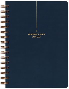 Matt Notebook 2026-2027 A5 Keten Akademik Ajanda Spiralli 15x21 cm - 17 Aylık Lacivert