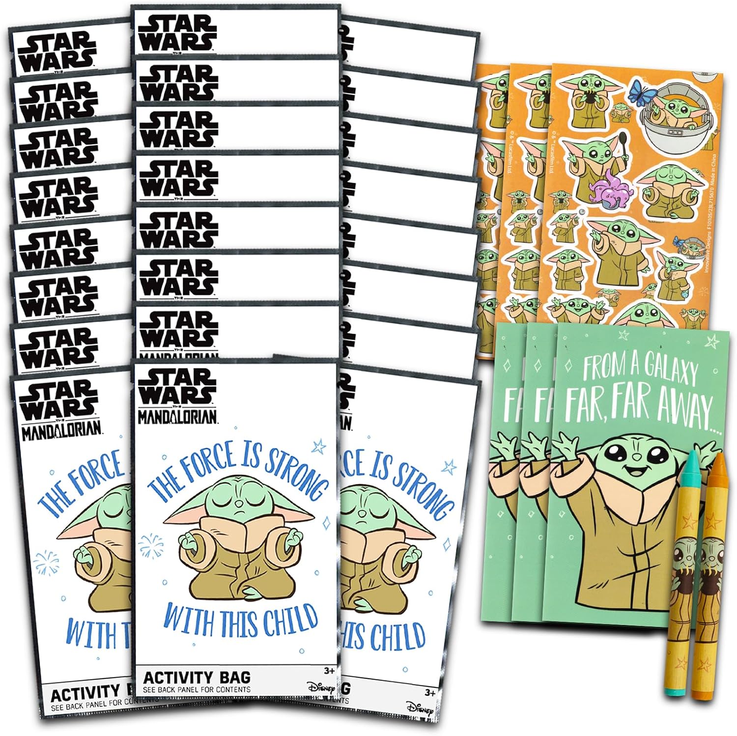 Baby Yoda Mini Birthday Party Favors Set - Bundle with 24 Star Wars The Mandalorian Play Packs | Mini Coloring Books (Baby Yoda Grogu Party Supplies)