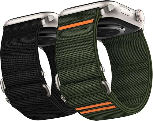 Miniatura 16 de Suitisbest Paquete de 2 correas deportivas compatibles con Apple Watch Ultra de 49mm 46mm 45mm 44mm 42mm 41mm 40mm 38mm, correa deportiva elástica