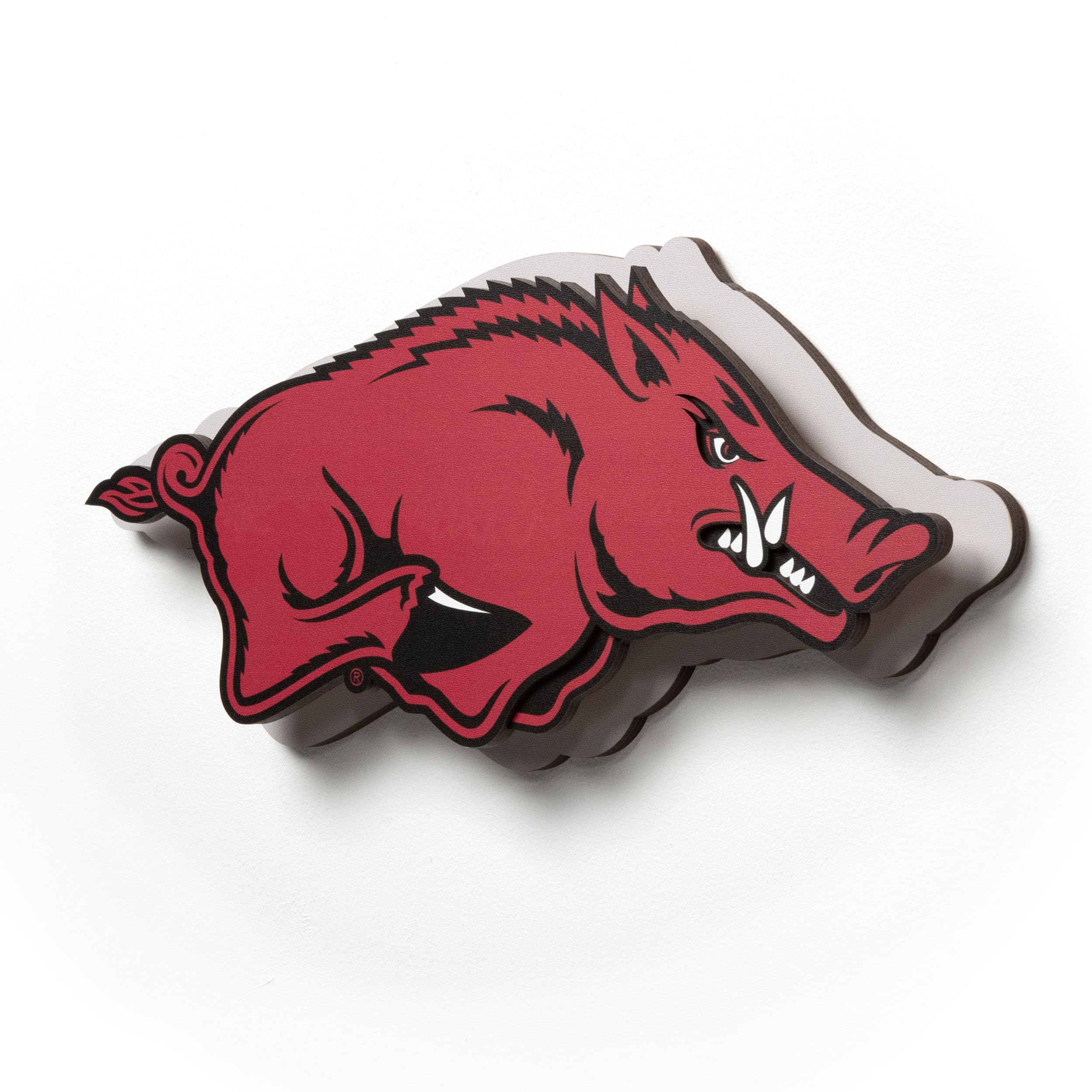 YouTheFan NCAA Arkansas Razorbacks 3D Die-Cut Wall Art, precision-crafted and laser-cut in the exact shape of your team’s logo, multiple layers, ready-to-hang and officially licensed