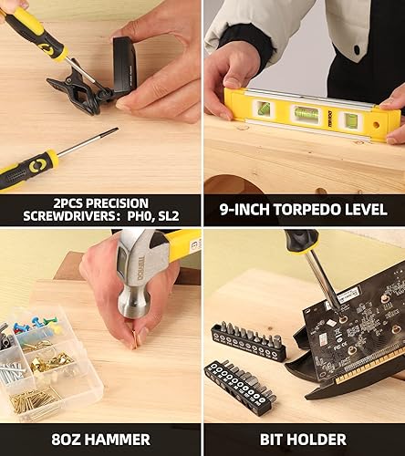 Miniatura 6 de DOWELL Juego de herramientas para propietarios de viviendas, kit de herramientas de reparación para el hogar con bolsa de herramientas de