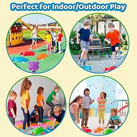 JOYIN Turtle Balance Stepping Stones, 6 Pcs Kids Turtle Jumping Stones Steps Stones Up to 265 Ibs, Toddler Obstacle Course Coordination Game Toys for Ages 3 Years and UP Indoor or Outdoor Play