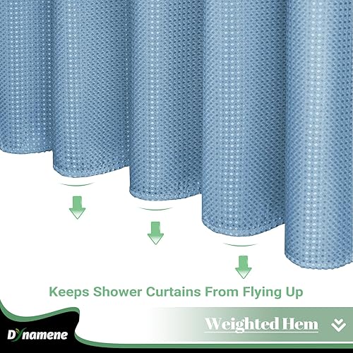 Vista 183 de Dynamene Cortina de ducha larga de tela negra – Cortinas de ducha de tela alta y resistente con textura de gofre, juego de cortina de baño de lujo