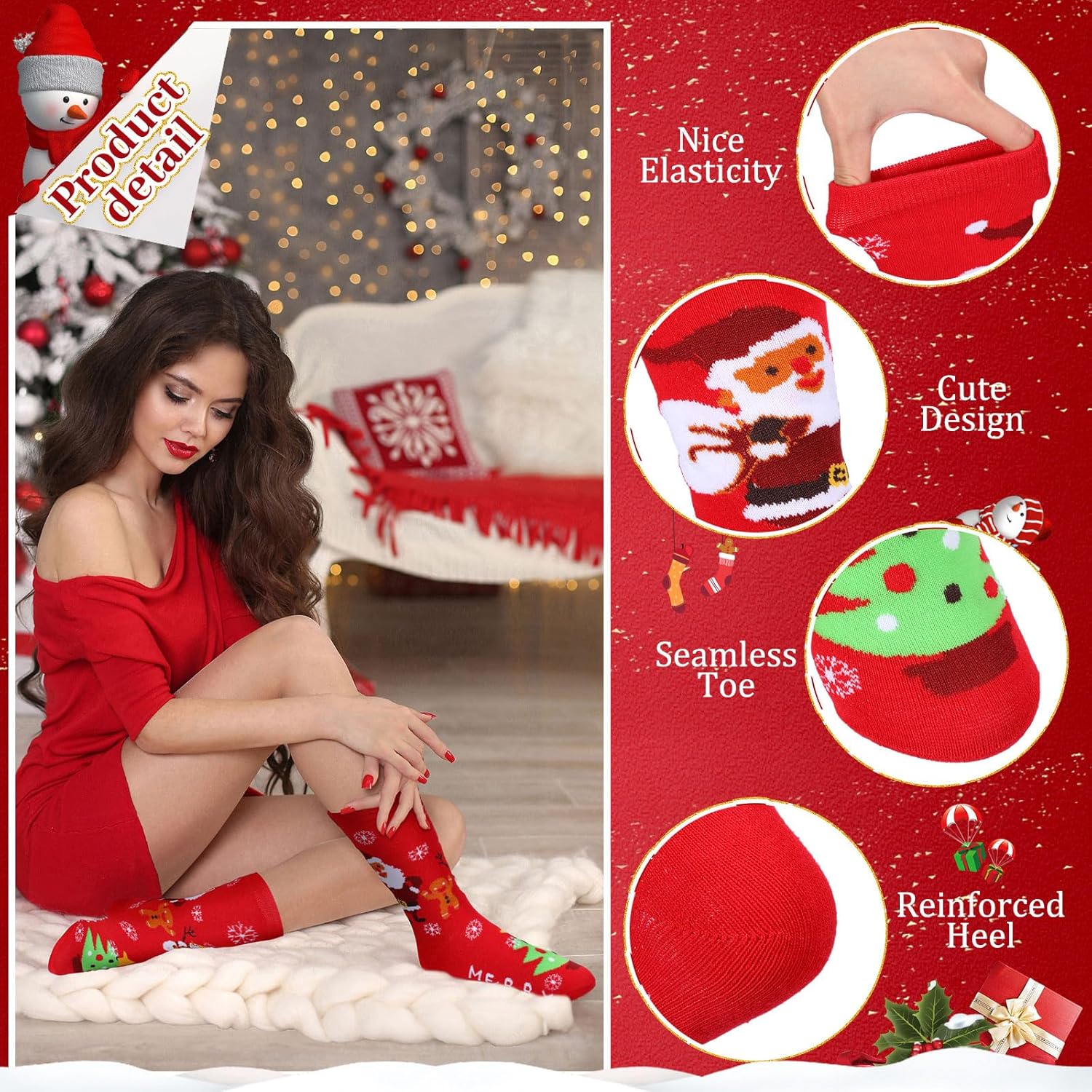 Handepo 36 Pairs Christmas Crew Socks Bulk Soft Cotton Christmas Socks Set Funny Warm Women Xmas Sock for Holiday Gift - Image 2