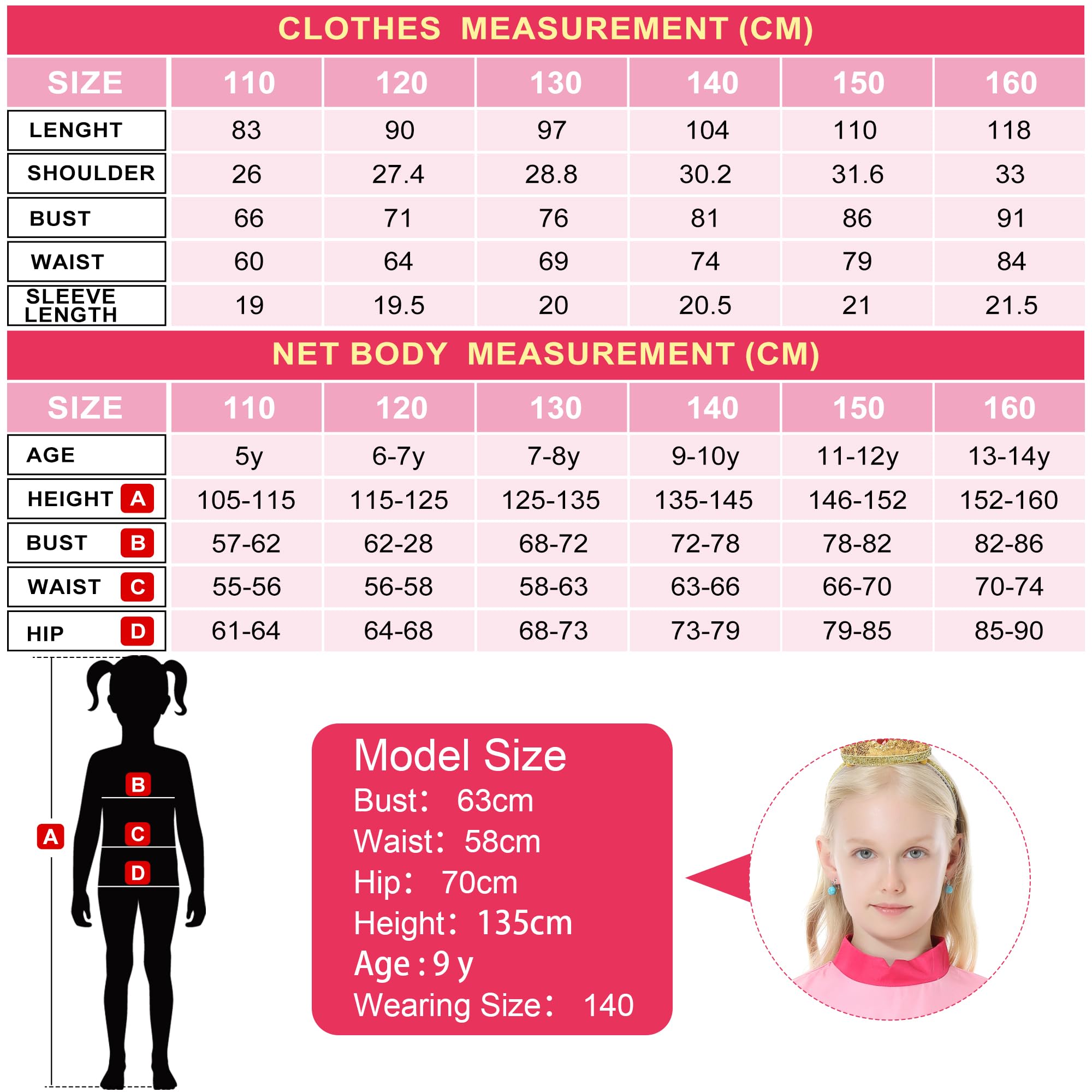 Coseaon Peach Principessa Cosplay Costume Bambina Peach Vestito Ragazza Abito Rosa Peach Costumi con Accessori Principessa Principessa Dress Bambini per Halloween Carnevale