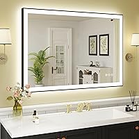 Vista 96 de WTTY LED Bathroom Mirror 32"x32" with Backlit and Front Light,Stepless Dimmable LED Mirror for Bathroom,Anti-Fog Lighted Bathroom Vanity Mirror