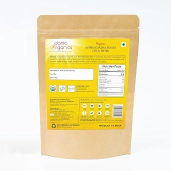 Darsa Organics Ashwagandha Root Cut & Sifted 4 oz - USDA Organic Ashwagandha roots for Herbal Tea, Withania Somnifera Herbal Root for Tinctures & Infusions - Caffeine-Free, Non-GMO, Vegan, Kosher