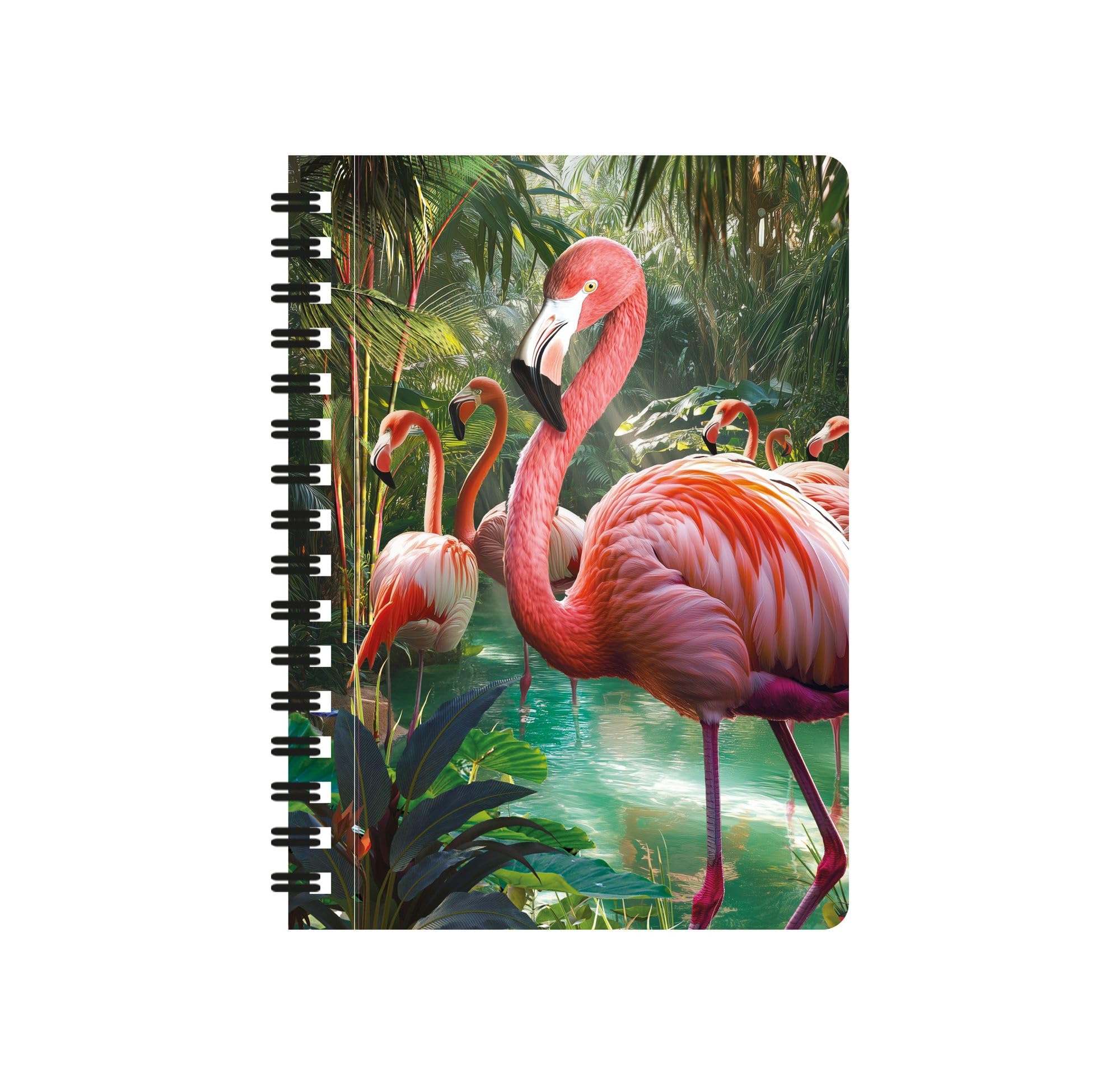3D LiveLife Jotter - Pink Oasis from Deluxebase. Spiral Bound A6 Notebook with 80 Plain Recycled Pages. Pocket Sized Animal Notepad, Journal or Drawing Book with Flamingo Cover — image 1