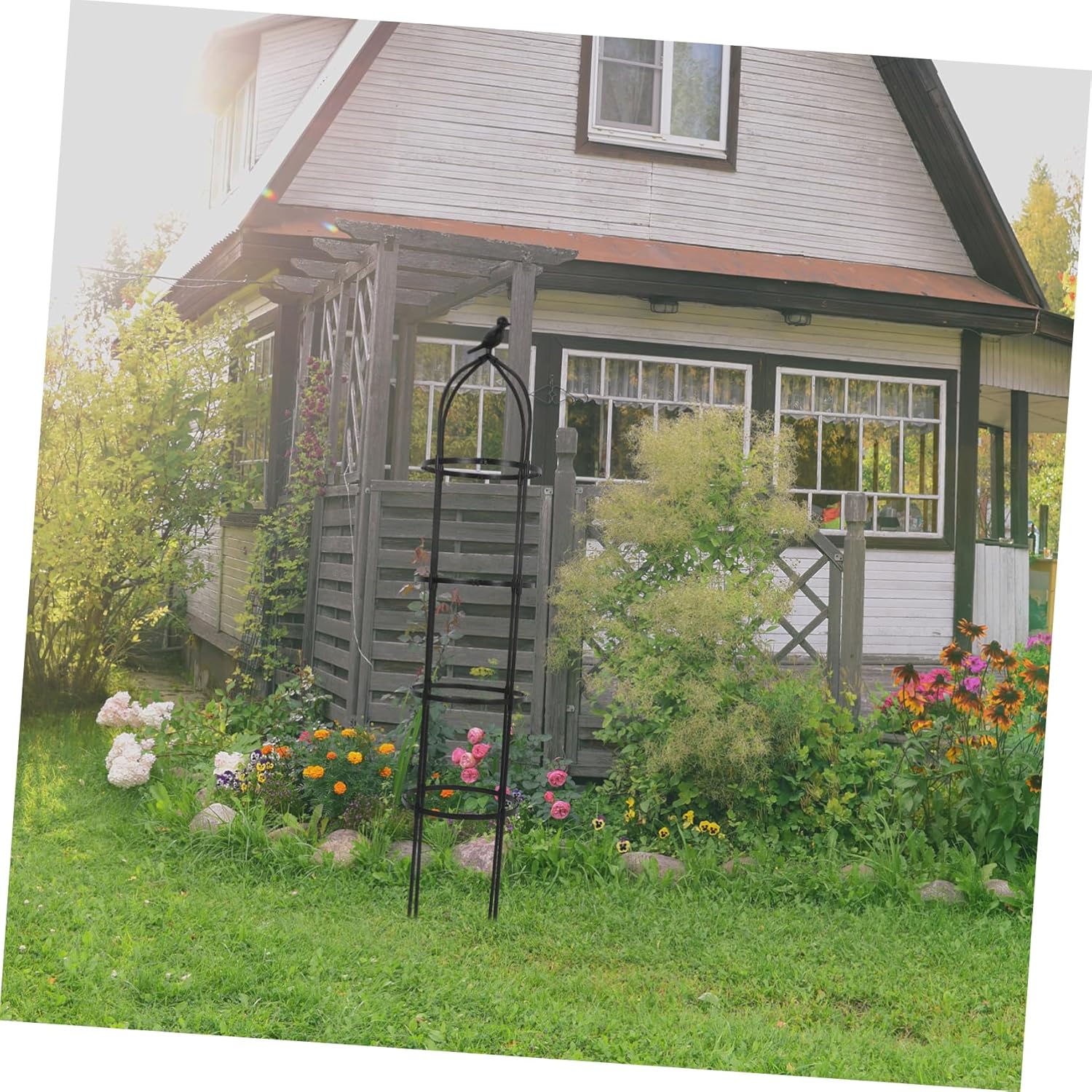 Garden Trellis for Climbing Plants 5.78ft Tall Metal Plant Support Obelisk for Outdoor Garden Decor Heavy Duty Iron Frame for Vines and Flowers Suitable for Patios and Flower Beds