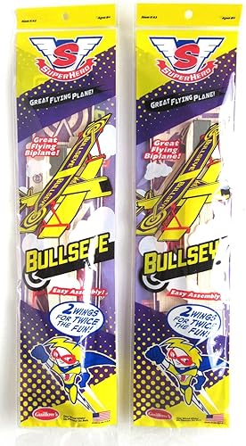 (2) Biplano Bullseye Balsa Wood Avión Planeador GUILLOWS Modelo Kit #43