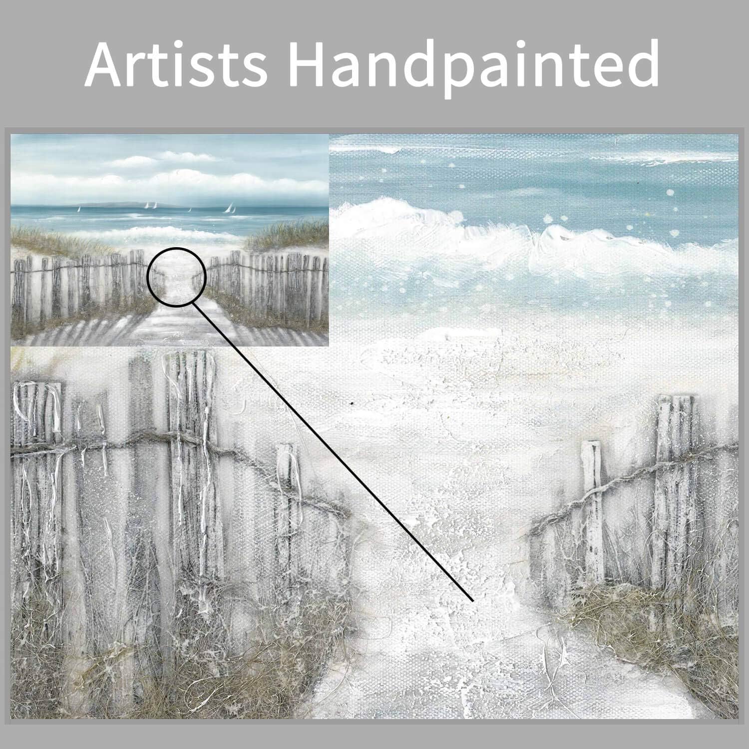 Abstract Beach Picture Wall Art: Seascape Artwork Seaside Path Canvas Painting for Living Room (36"W x 24"H,Multi-Sized)