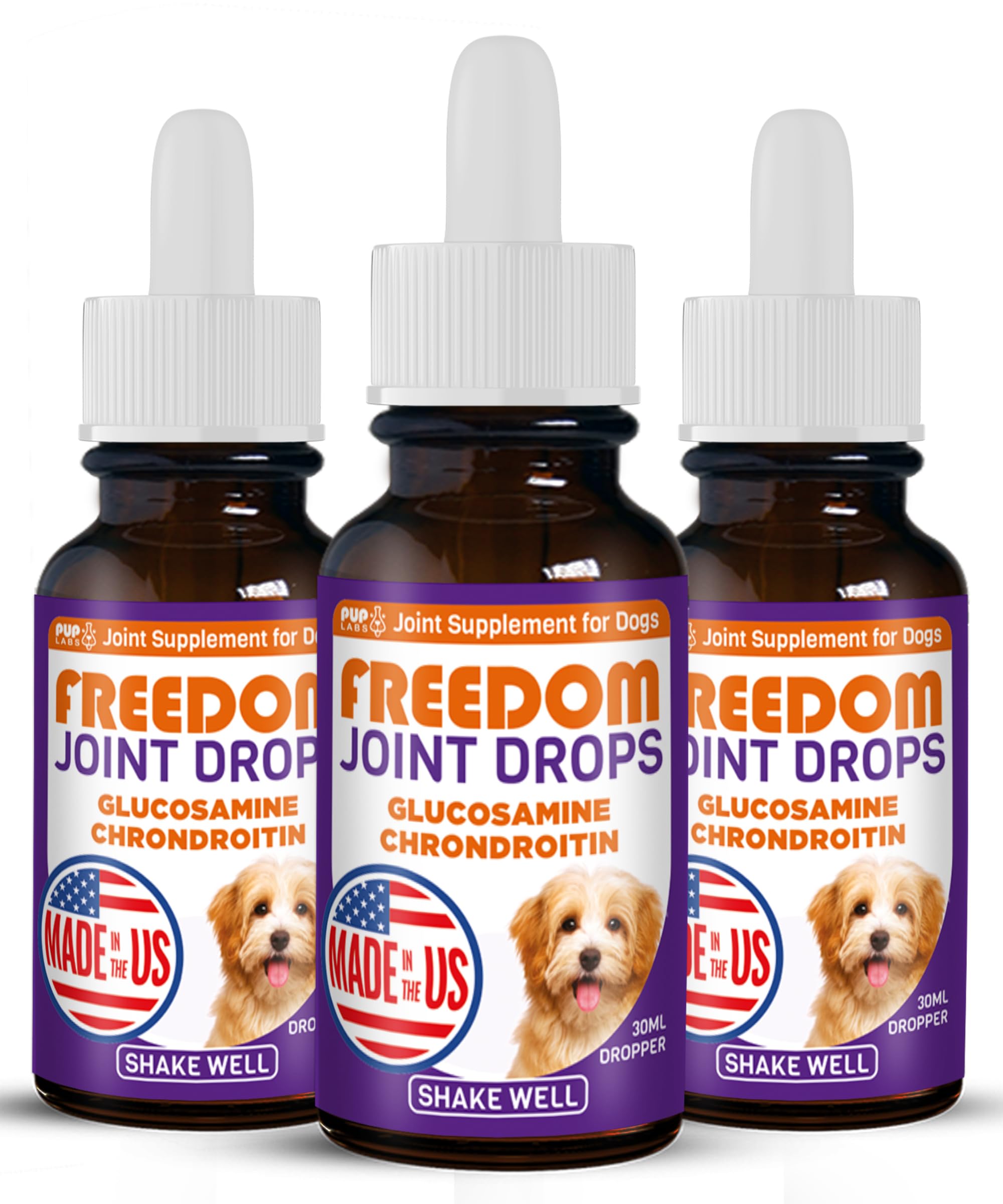 Pup Labs Freedom Joint Drops - Dog Joint Support Supplement with Human-Grade Ingredients - No Fillers, Preservatives, Additives, or Artificial