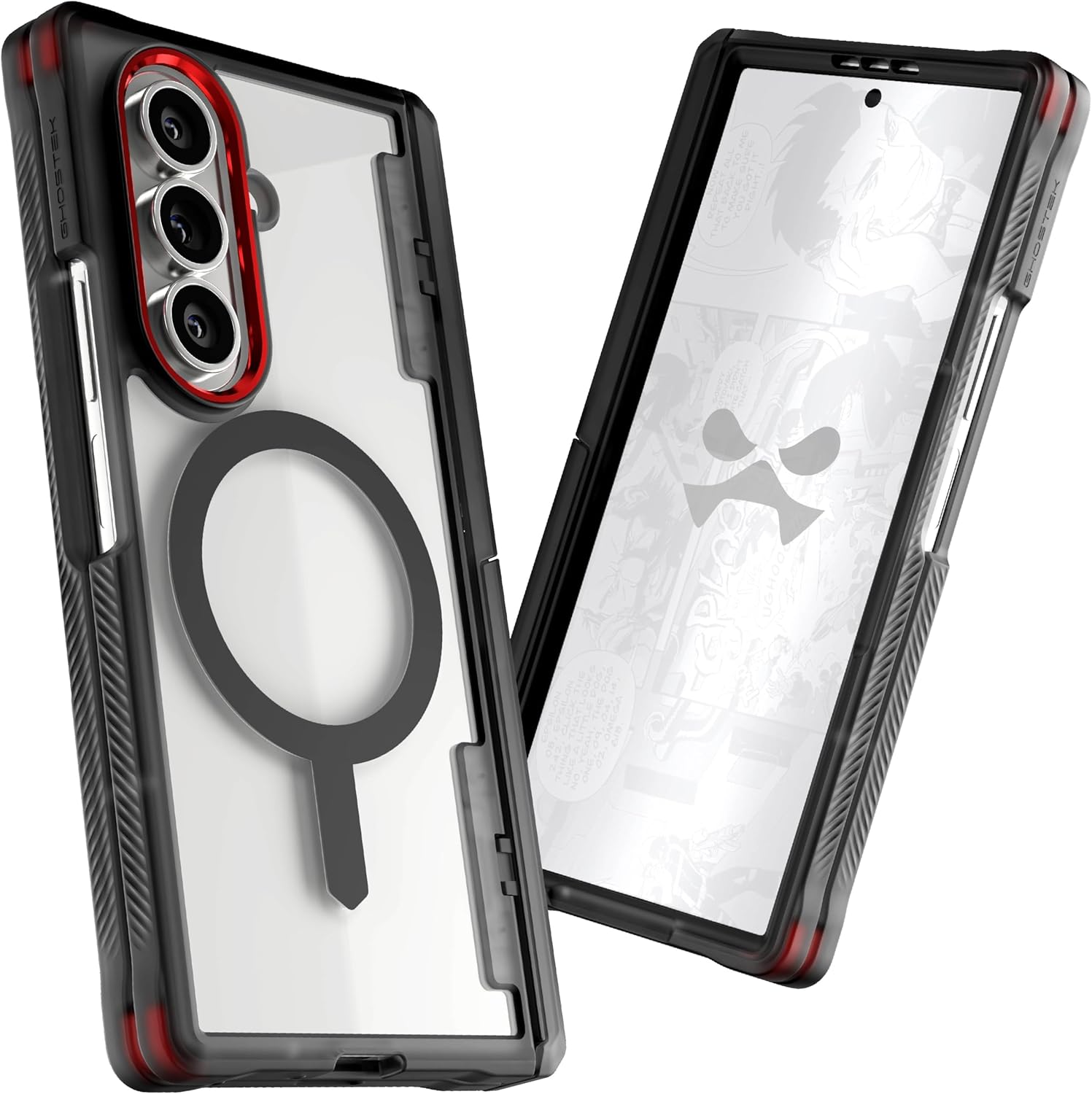 Ghostek Covert Clear Galaxy Z Fold7 Case with Built-in Kickstand, MagSafe and Full Hinge Protection Designed for 2025 Samsung Galaxy Fold 7 (8") (Smoke)