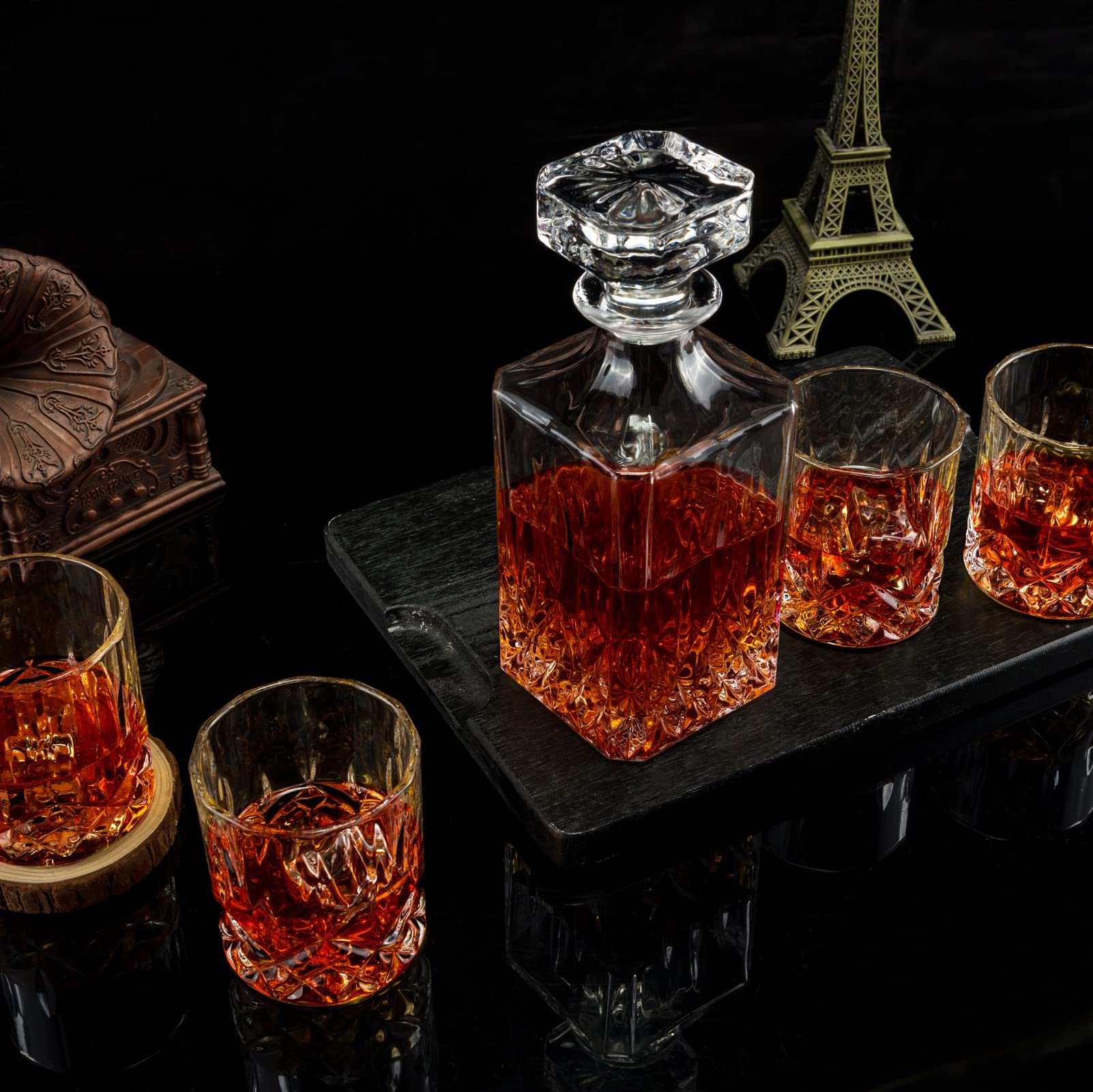 Premium Crystal Whiskey Decanter Set With Glasses- Ultra Clarity Whiskey Glass Set - View #3