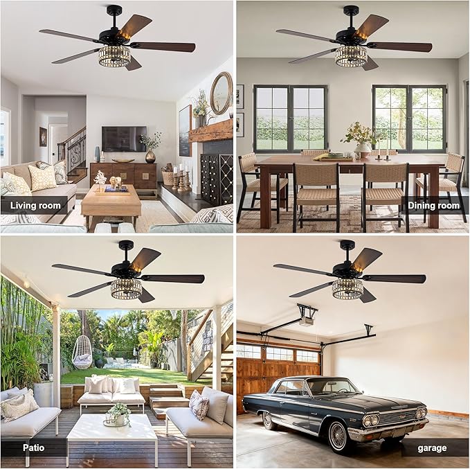 Ventilador de Techo 60 Pulgadas con Luz, Control Remoto y 6 miniatura 2