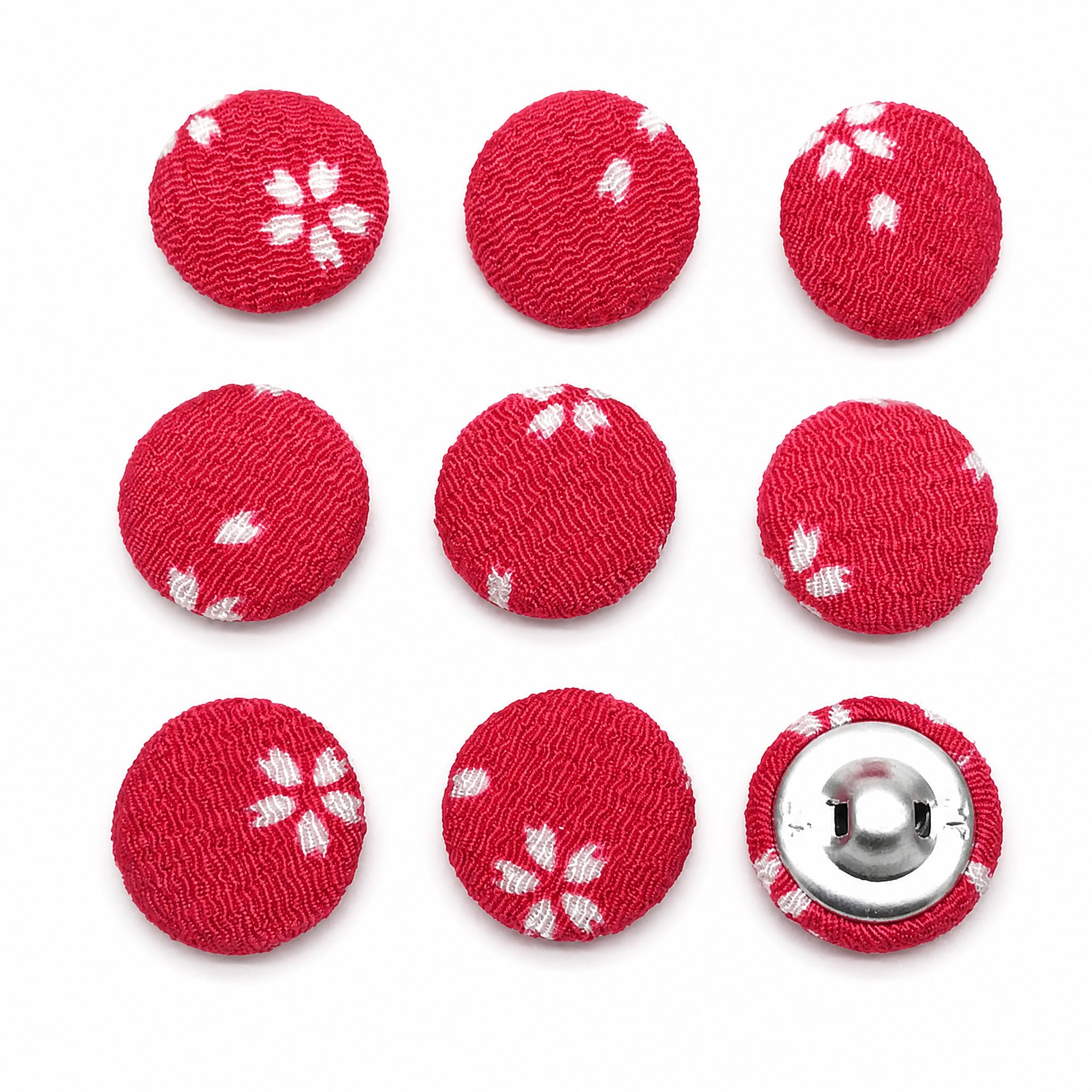 WDZDS Red Floral Fabric Covered Buttons with Metal Shank – Perfect for Sewing, Crafting, DIY Projects, and Scrapbooking