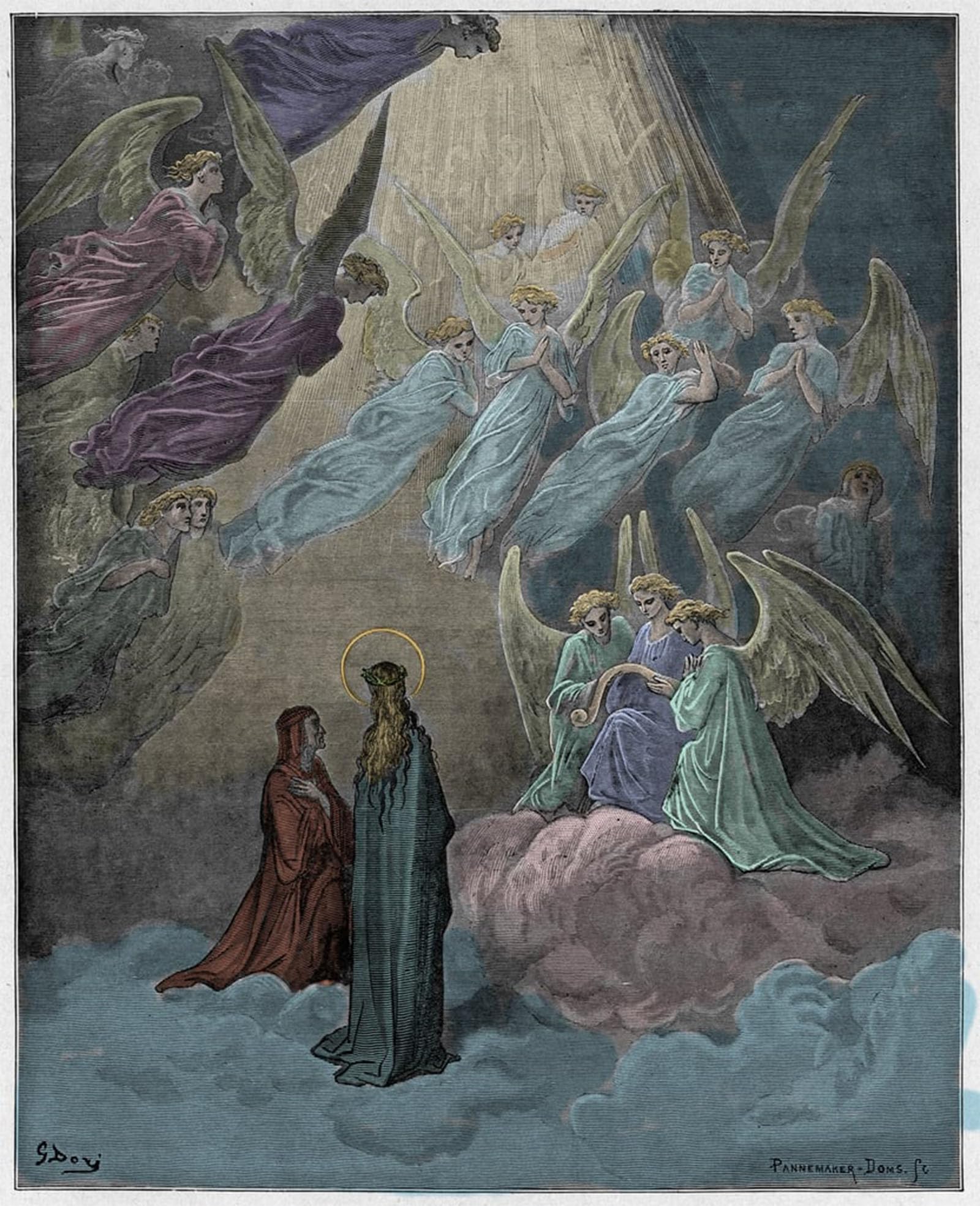Artxlxxbn No Frame Famous Painting Art Wall Decor Abstract Art Picture The Luminous Souls Sing By Gustave Dore Animal Pictures For Home Decor 60X90cm