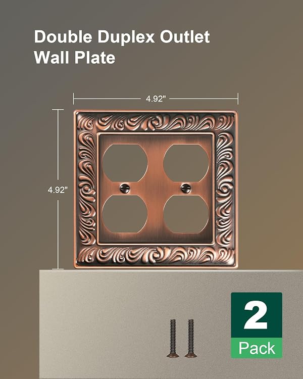 2-Pack Paisley Pattern Double Duplex Outlet Cover,Metal Switch Plates by treewell - Used condition - Image 2