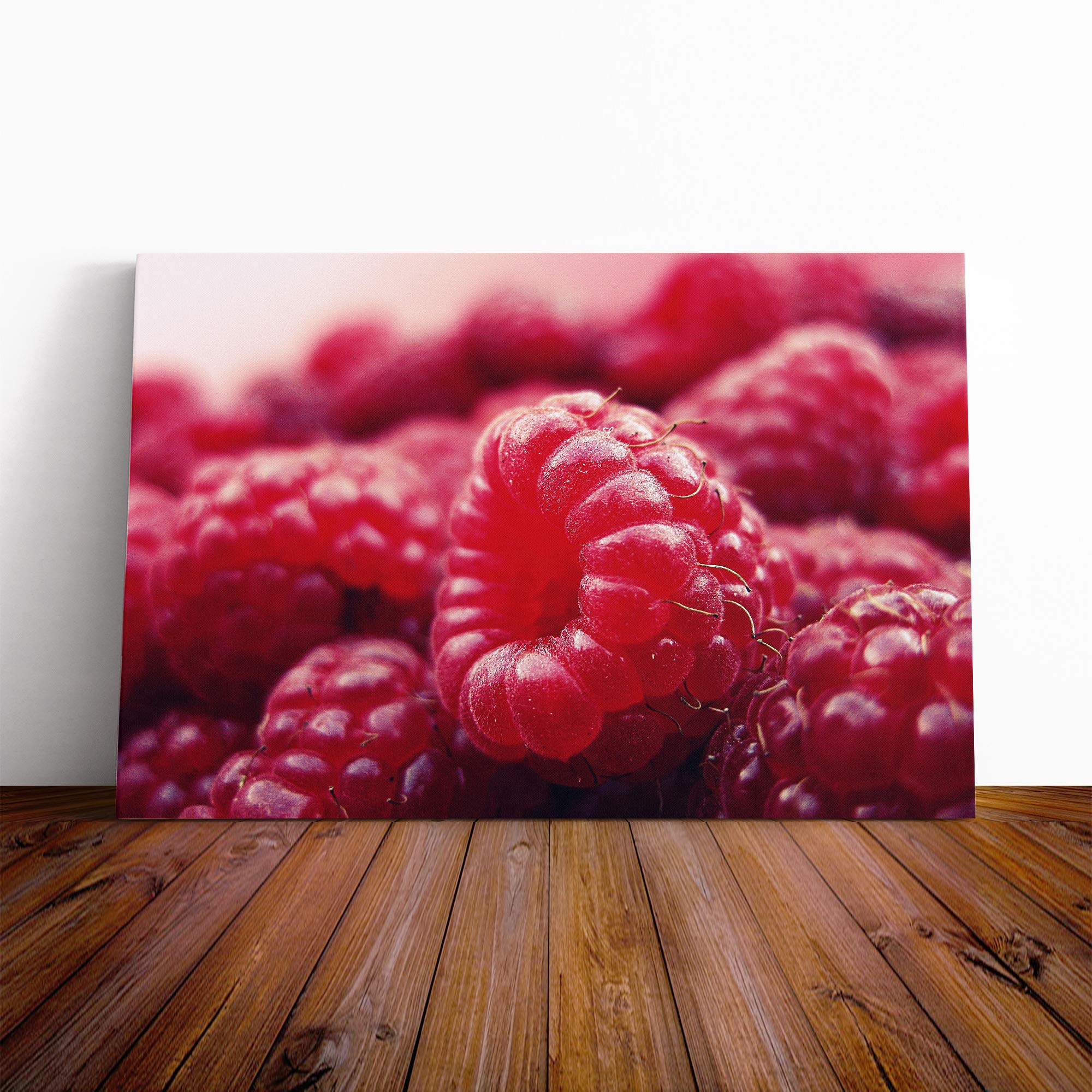Rasberries Canvas Print | Gallery Wrapped 30mm Frame Wall Art | 24x16 inches | Ready to Hang | Modern Picture | Living Room Bedroom Lounge Office
