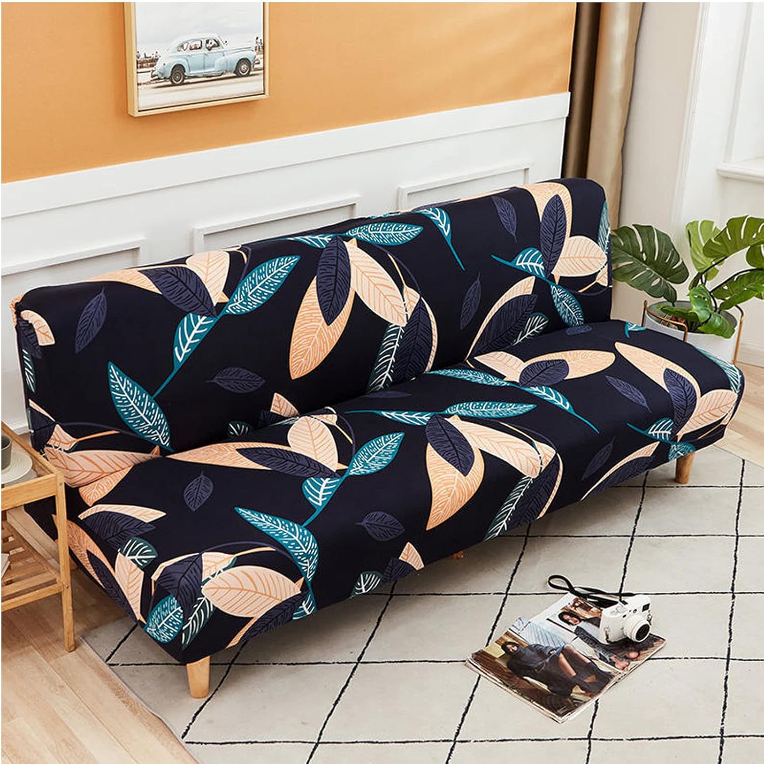 Washable Sofa Cover Without Armrests Armless Futon Cover Stretch Sofa Cover Sofa Bed Slipcover Protector