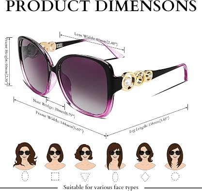 FEISEDY Sunglasses Womens Trendy, Polarized UV400 Protection Lens