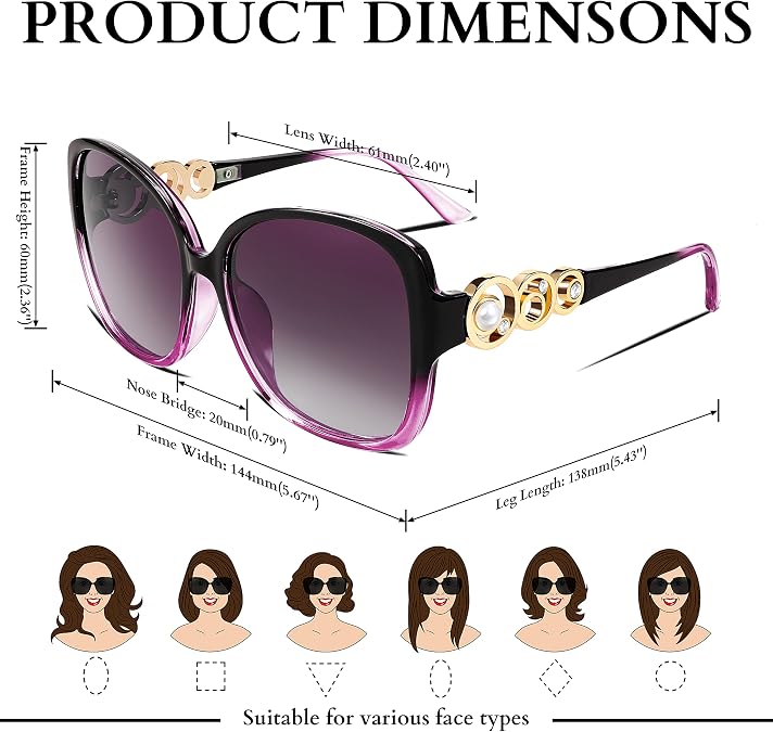 FEISEDY Sunglasses Womens Trendy, Polarized UV400 Protection Lens