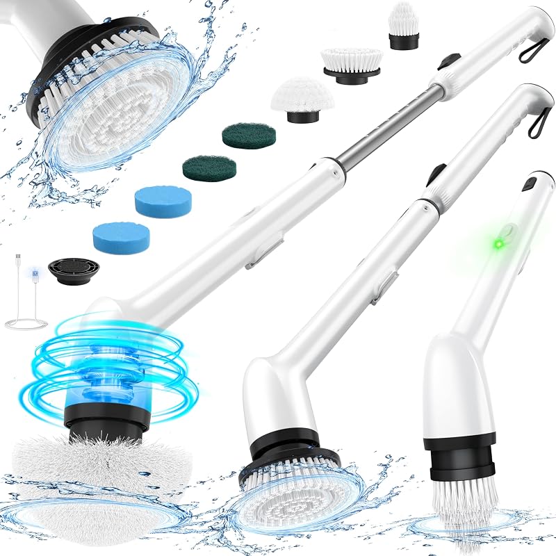 Escova elétrica giratória para limpeza LyriFine com cabo longo e 7 cabeças, IPX7, modelo M708